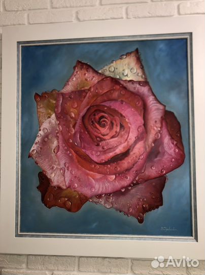 Роза к 8 марта. Картина маслом на холсте