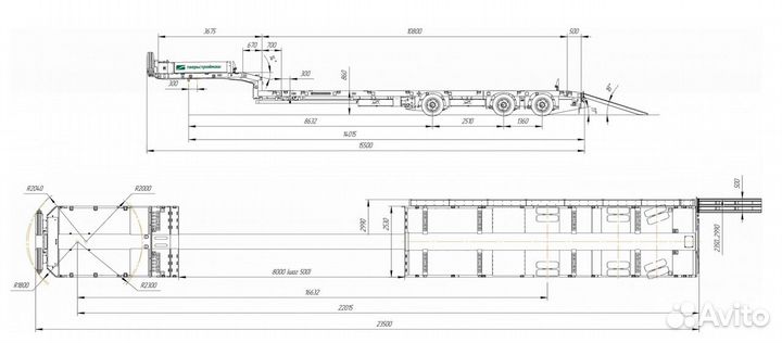 Полуприцеп трал (тяжеловоз) Тверьстроймаш 993931, 2020