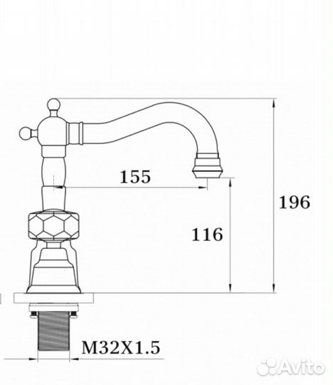 09015-E Смеситель на борт раковины (3-отв) ganzer