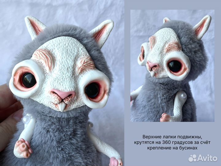 Игрушка ручной работы зайчик, смешанная техника