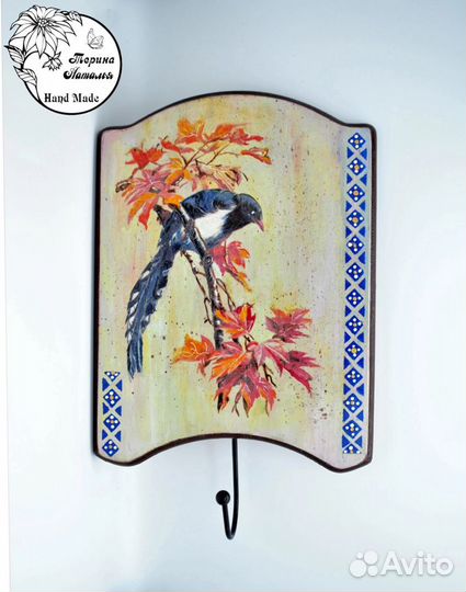 Ключница-вешалка «Райские птички», ручная работа
