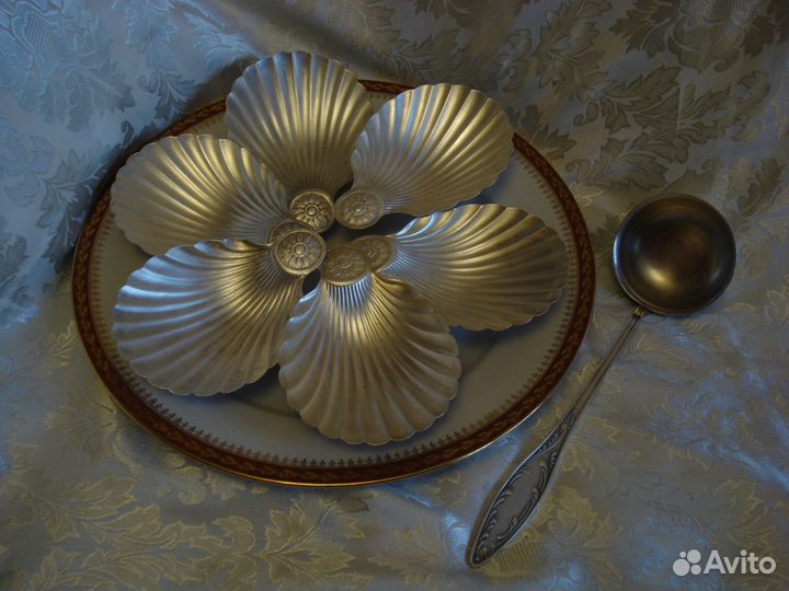 Икорница ракушка мельхиор мнц СССР Кольчугино 70г