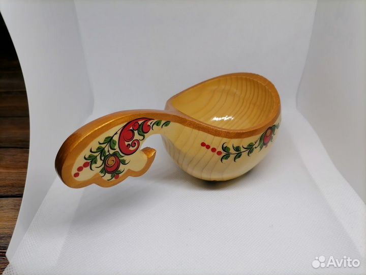 Ковш\черпак для кухни, резной-расписной нат.дерево