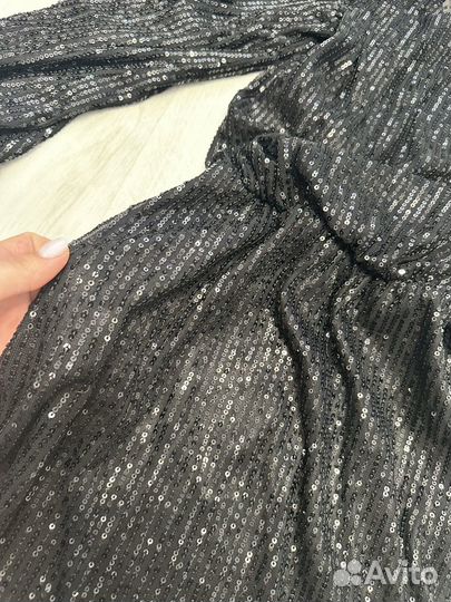Платье черное с пайетками XS (40-42)