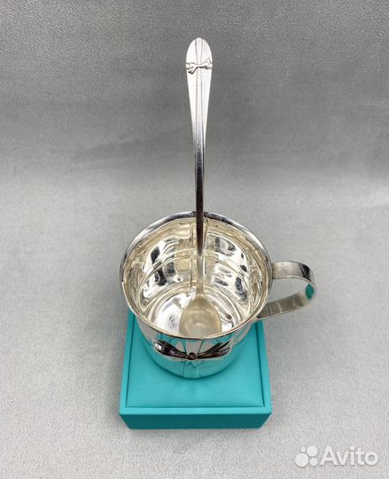 Серебряная чашка с ложкой Tiffany 925