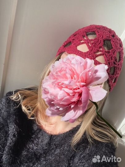 Ажурная шапочка из хлопка