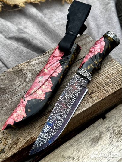 Эксклюзивный нож «Овод» сложный торцевой дамаск