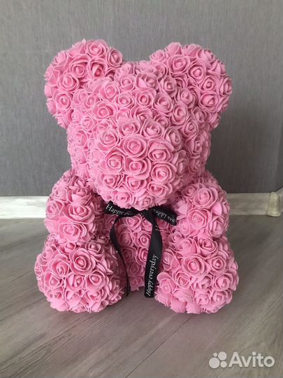 Декоративный мишка из роз 35 см