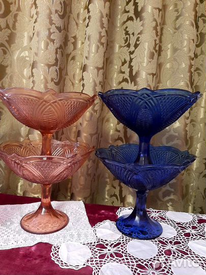 Ваза гутное стекло,ваза кобальт.Берц