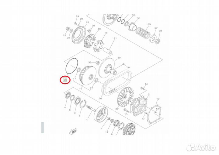 Уплотнитель крышки диска вариатора Yamaha Grizzly