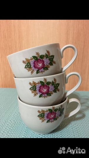 Фарфоровые кружки и блюдца СССР