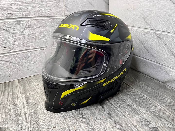 Мотошлем Beon интеграл B-503 black/yellow S