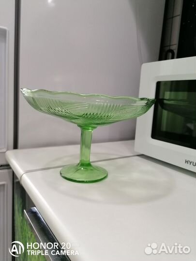 Ваза для фруктов цветное стекло СССР
