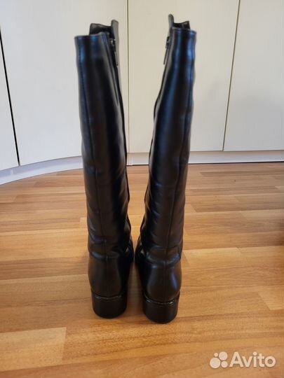 Сапоги женские зимние кожаные черные 39