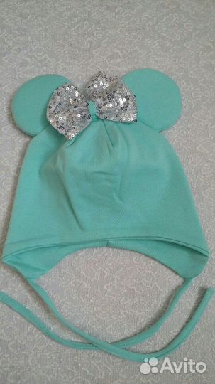 Трикотажная шапка на завязках 46-50