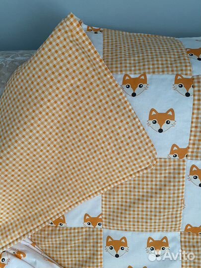 Лоскутное одеяло детское и простынь на резинке