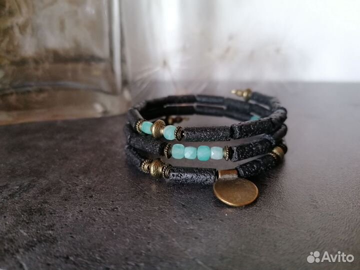 Браслет. Лава, амазонит