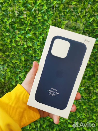 MagSafe Кожаный Чехол iPhone 14 Pro (Dark Blue)