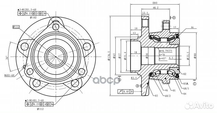 Ступица передняя в сборе LR audi A3 VW Golf V