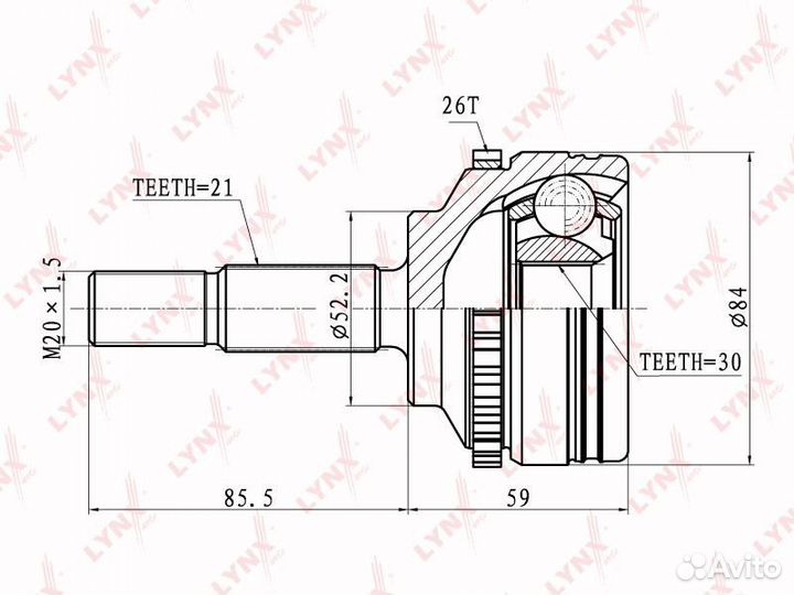 Шрус наружный перед прав/лев