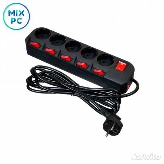 Сетевой фильтр Buro 500SH-3-SW-B 3м (5 розеток) че