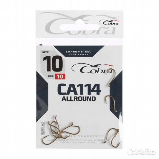 Крючки Cobra allround, серия CA114, № 10, 10 шт