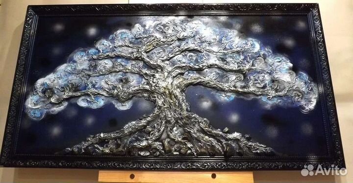 Картина в интерьер, дерево, 3Dпанно