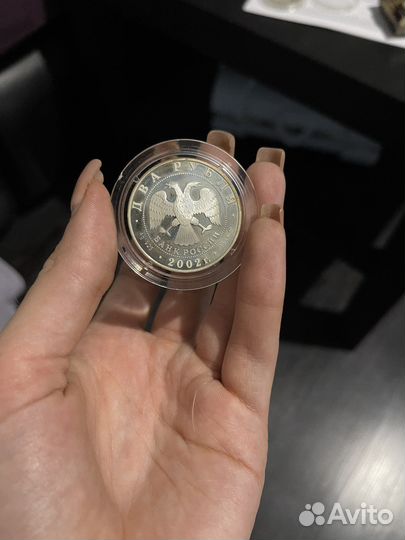 Серебрянная монета 2 рубля 2002 год