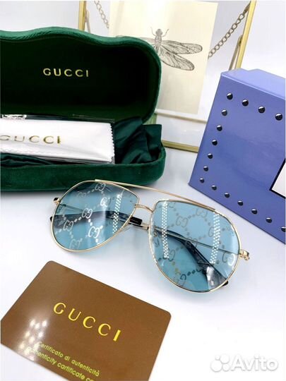 Солнцезащитные очки женские Gucci авиаторы (966)