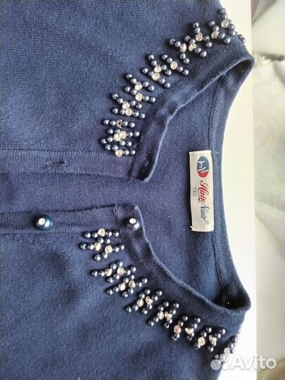 Кофта школьная для девочки 134 синяя