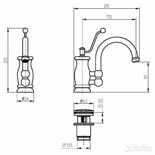 Смеситель для раковины Migliore Vivaldi 19546 золото