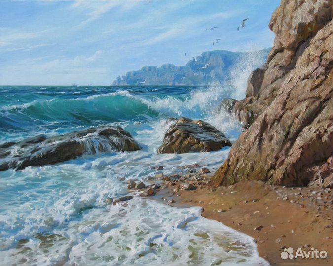 Картины маслом энергия моря шторм И волны