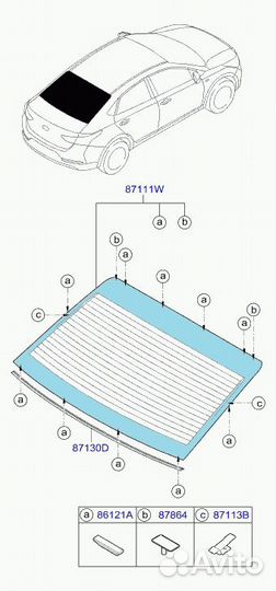 Стекло заднее Hyundai Solaris 2 2017-2022 1.4 G4LC