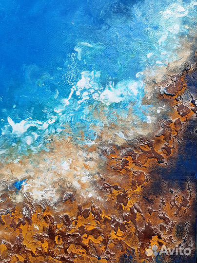 Картина морской пейзаж Абстракйция в голубых тонах