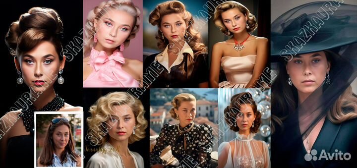 Фотосессия онлайн, образы, AI с печатью на холсте