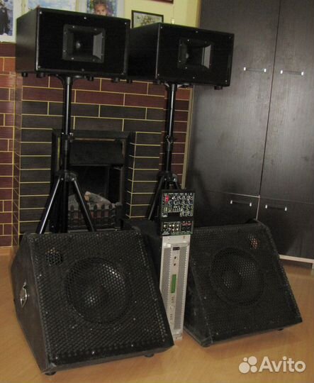 Колонки FA 2200W Рупоры Сабы Усилок Микшер Стойки
