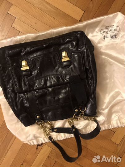 Сумка чёрная кожаная Coach