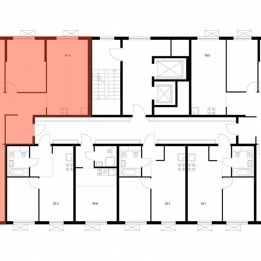 3-к. квартира, 91,4 м², 11/16 эт.