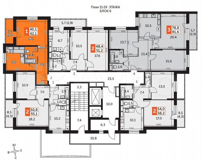 1-к. квартира, 41,8 м², 18/19 эт.