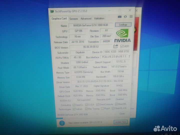 Видеокарта GTX1060 6Gb Gigabyte Extreme Gaming