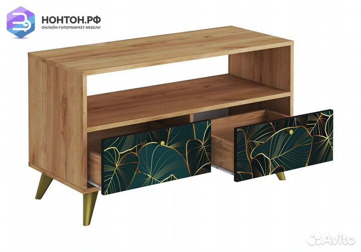 Тумба под тв Фьюжн tropical / дуб крафт золотой