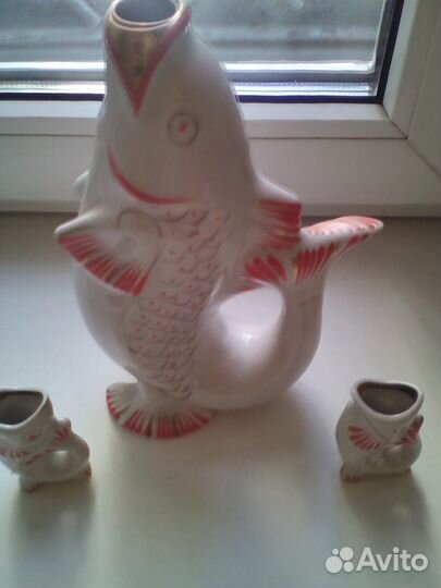 Графин Рыбка и две стопки. СССР