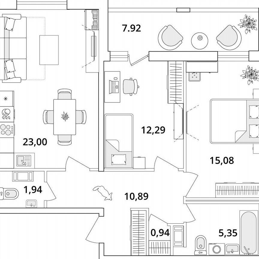 2-к. квартира, 73,5 м², 6/18 эт.