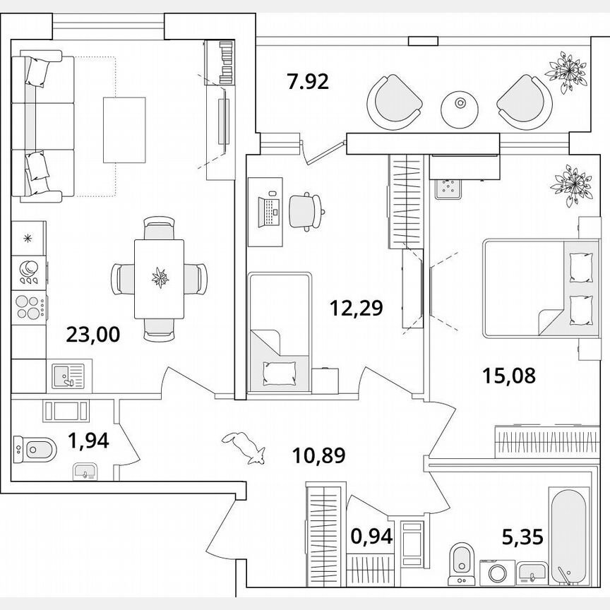 2-к. квартира, 73,5 м², 6/18 эт.