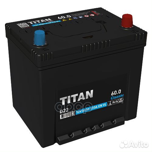 Аккумулятор titan asia 60 А/ч Обратная 230x175x