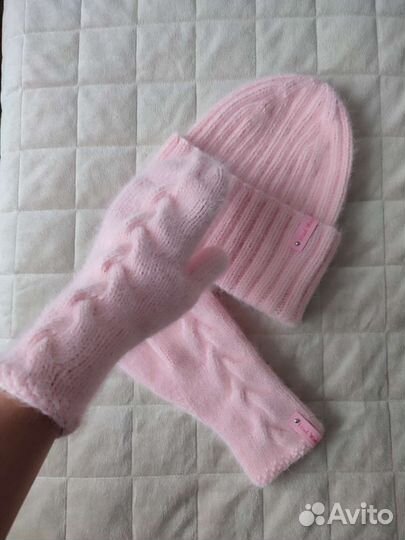 Шапка и варежки из пуха норки