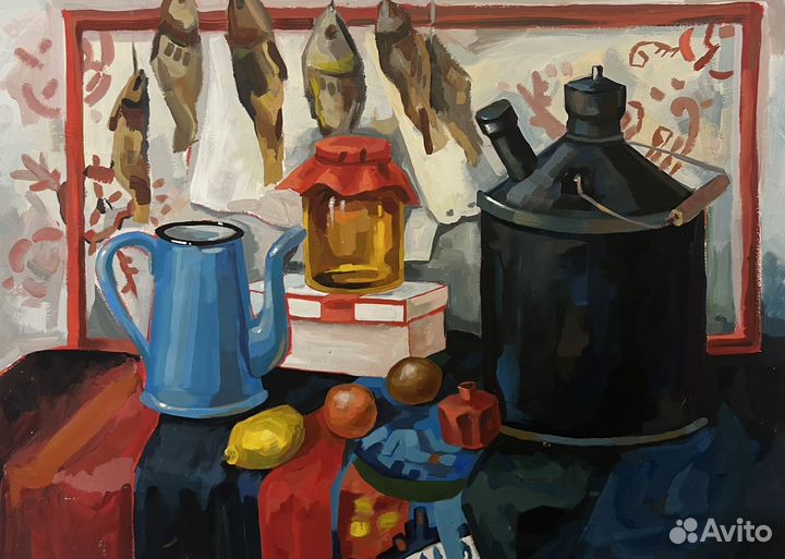 Живопись натюрморт цветной