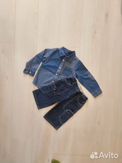Комплект джинсовой одежды на 3 года (шорты + рубаш
