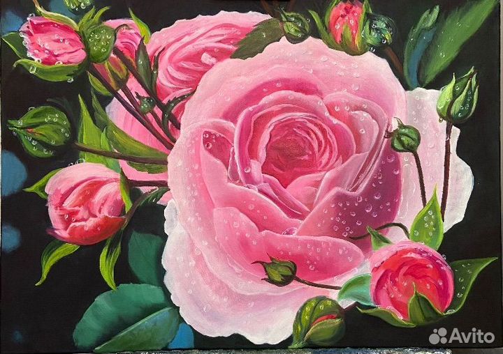 Картина маслом на холсте Нежность розы