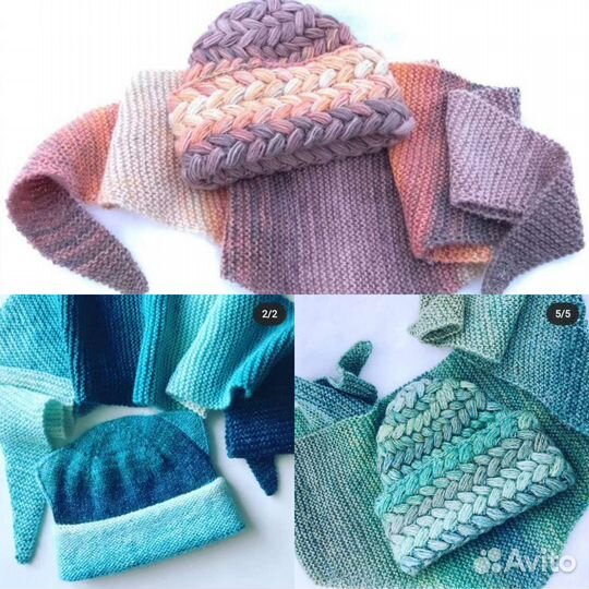 Шапка, бактус, снуд, шарф, комплекты, ручная работ